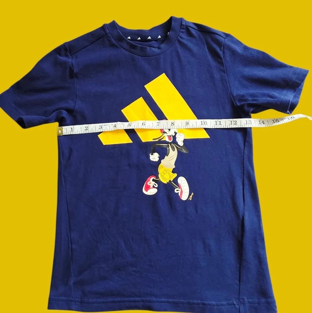 Adidas Kids Navy Tee with Bold Yellow Graphic